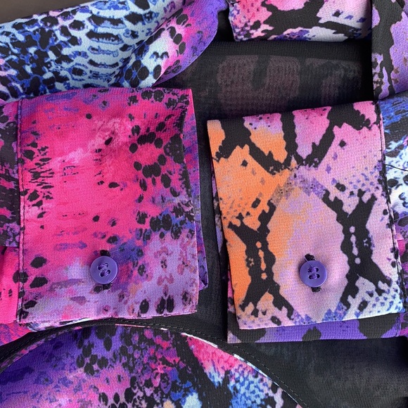 BAR III Purple Sunset Snake Twisted Back Long Sleeve Blouse Top XS - Picture 6 of 12